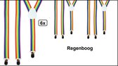 6x Bretel Regenboog - Thema feest festival gay pride bretels rainbow