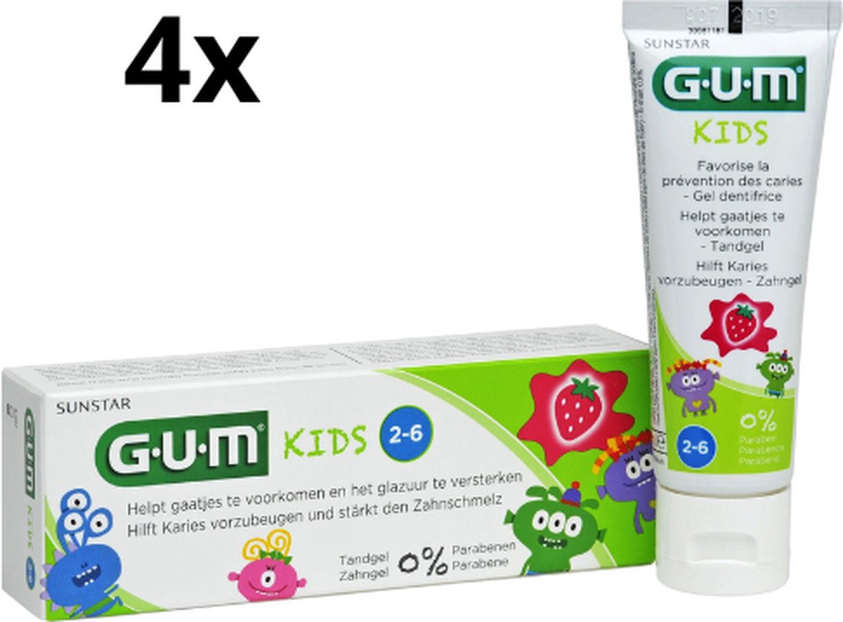 Goedkoopste GUM Kids Tandpasta (2-6 jaar) - 4 x 50 ml - Voordeelverpakking