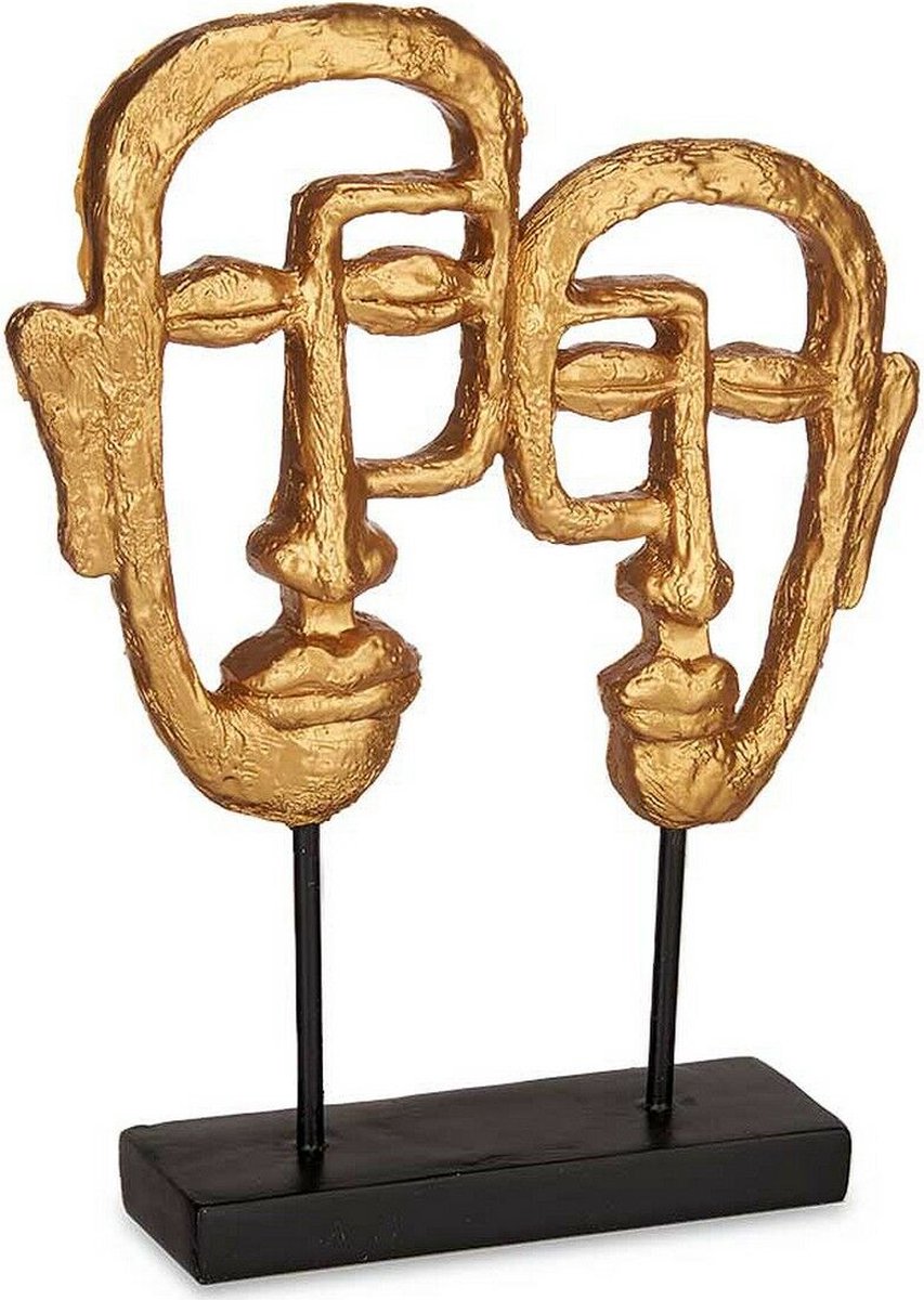Decoratieve figuren 27 x 32,5 x 10,5 cm Gezicht Gouden Polyresin