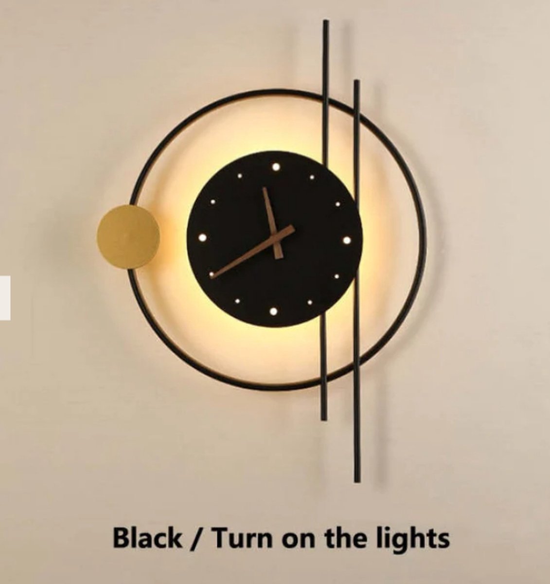 Wandlamp - Kamer Decoratie Verlichting - Modern Klokontwerp - zwart