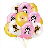 10 ballonnen Happy Dogs roze goud en wit - ballon - hond - huisdier - honden ballonnen