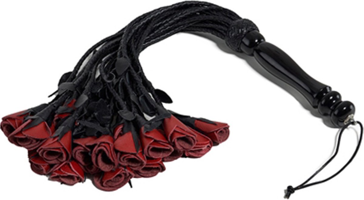 Mister b impact leren flogger met rozen rood