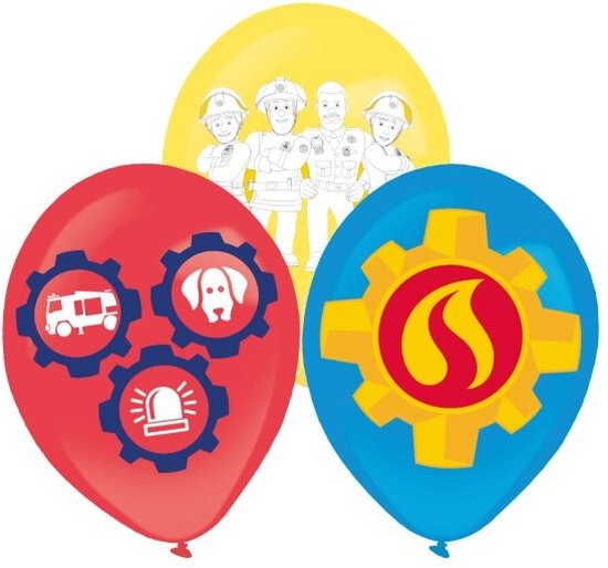Amscan - Brandweerman Sam - ballonnen - Latex - 6 stuks - 3 kleuren.