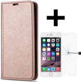 Rico Vitello Magnetische Wallet case voor iPhone 7/8 plus + screen protector kleur Rose Goud