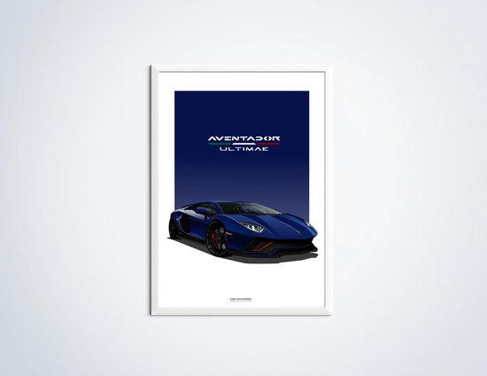 Lamborghini Aventador Ultimae Dark Blue Poster - Affiche de voiture 70 x 50 cm | Chambre des enfants | Chambre à coucher | Bureau
