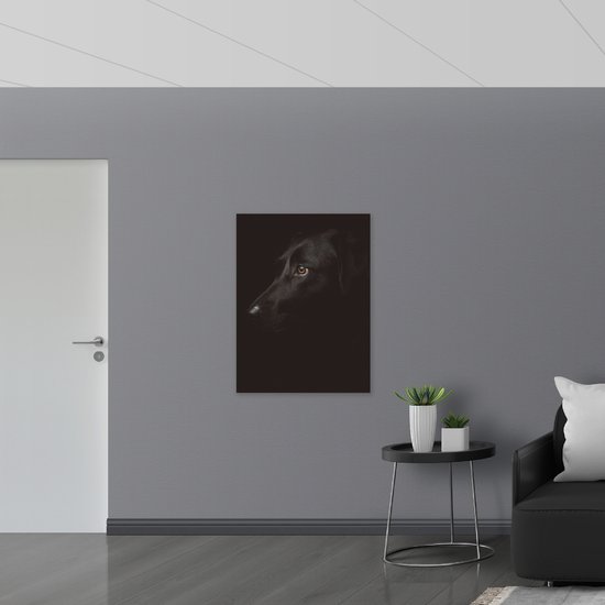 Muursticker - Zwarte Artistieke Hond - 75x100 cm Foto op Muursticker