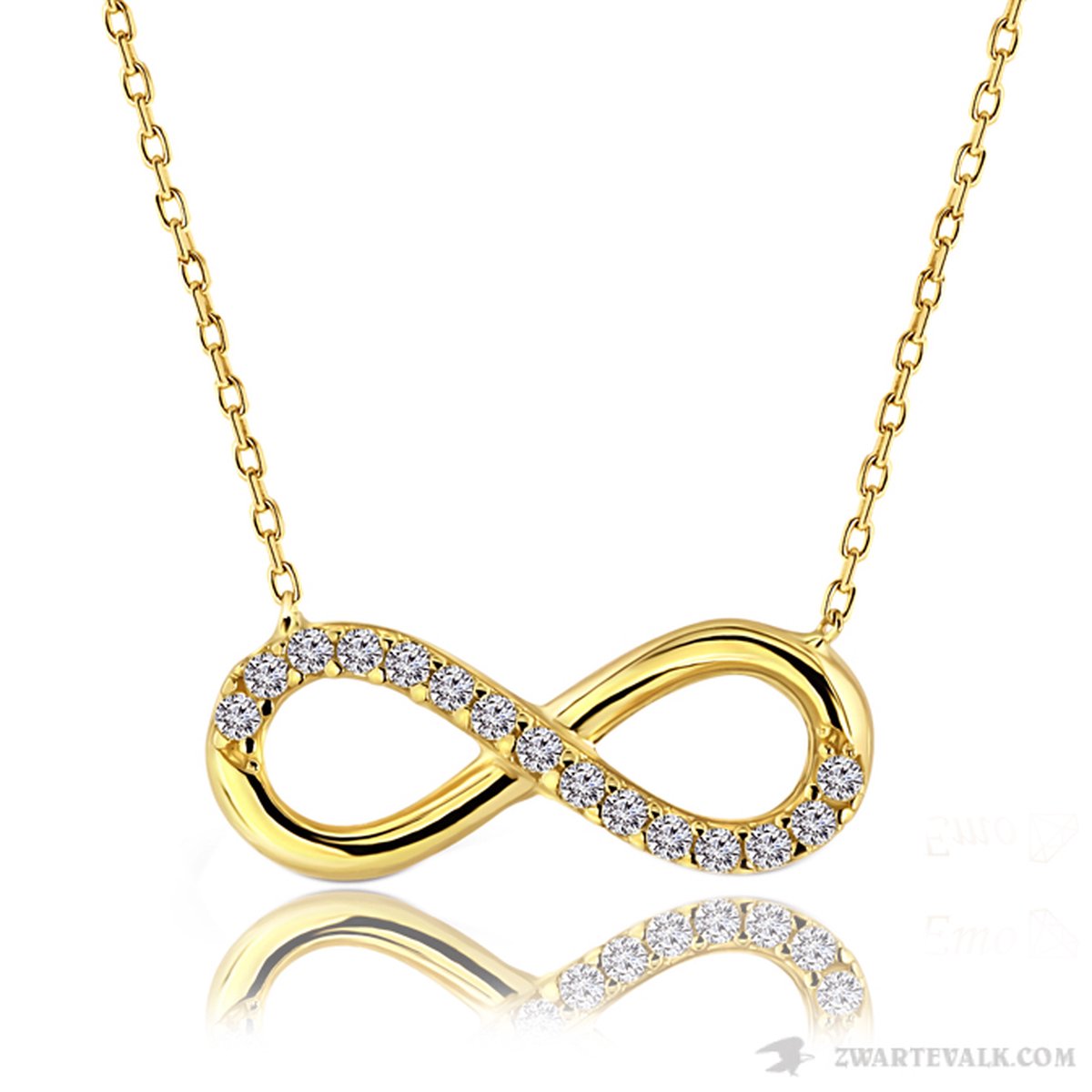 Juwelier Zwartevalk - 14 karaat gouden ketting met infinity hanger 15.076/44cm
