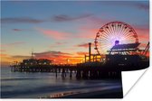 Santa Monica Pier in Los Angeles tijdens de avond Poster 60x40 cm - Foto print op Poster (wanddecoratie woonkamer / slaapkamer) / Noord-Amerika Poster