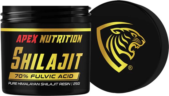 Shilajit Resin Pure - 70% Fulvic Acid - Het natuurlijke gezondheidssupplement voor lichaam en geest- 25 gram - Apex Nutrition
