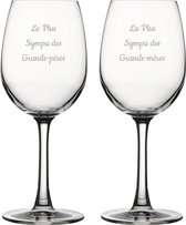 Witte wijnglas gegraveerd - 36cl - Le Plus Sympa des Grands-Pères & La Plus Sympa des Grands-mères