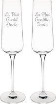Champagneglas gegraveerd - 27cl - Le Plus Gentil Oncle & La Plus Gentille Tante