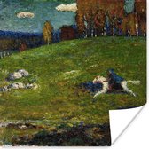 Poster De blauwe ruiter - schilderij van Wassily Kandinsky - 100x100 cm XXL
