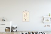 Posterhanger incl. Poster 60x80 cm - Schoolplaat - Liefde - Vintage - Koppel - Design - Textielposter - Blanke latten