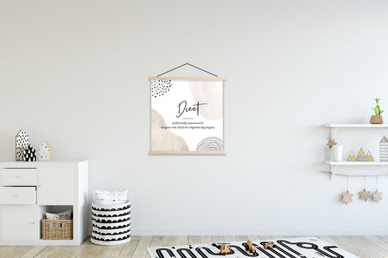 Porte-affiche avec affiche - Affiche scolaire - Dictons - Citations - Régime - Dictionnaire - Définition du régime - 60x60 cm - Lattes vierges