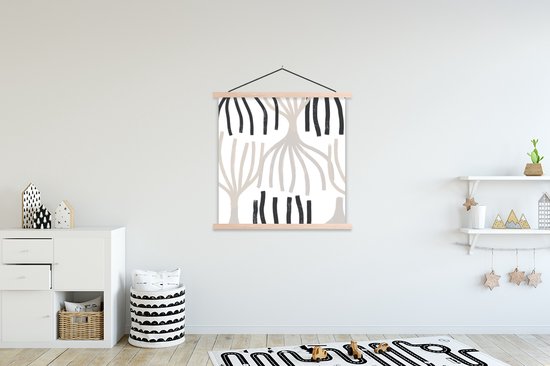 Porte-affiche avec affiche - Affiche scolaire - Ligne - Pastel - Abstrait - Motifs - 120x120 cm - Lattes vierges