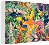 Toile Peinture Fleurs - Jungle - Tropical - 120x90 cm - Décoration murale