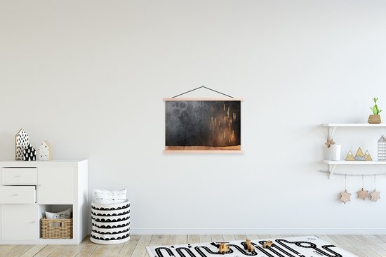 Posterhanger incl. Poster 60x40 cm - Schoolplaat - Abstract - Goud - Design - Textielposter - Blanke latten
