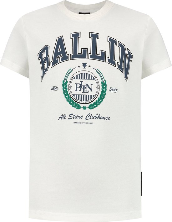 Ballin Amsterdam - Jongens Slim Fit T-shirt - Wit - Maat 128