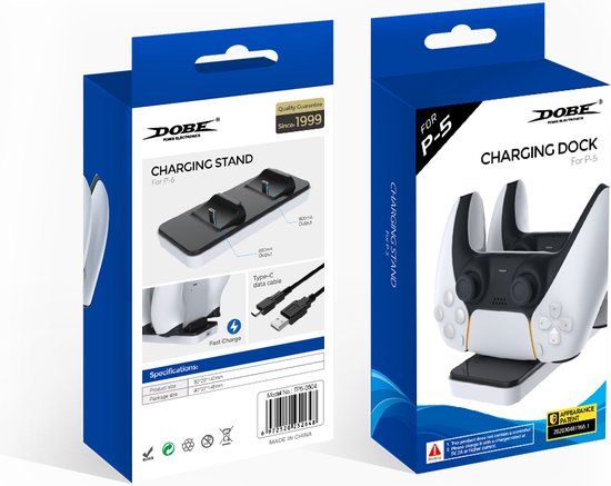 Dobe - Oplaadstation voor PS5 - Voor 2 controllers - Playstation 5 - Met LED - Fast Charge - Charging dock