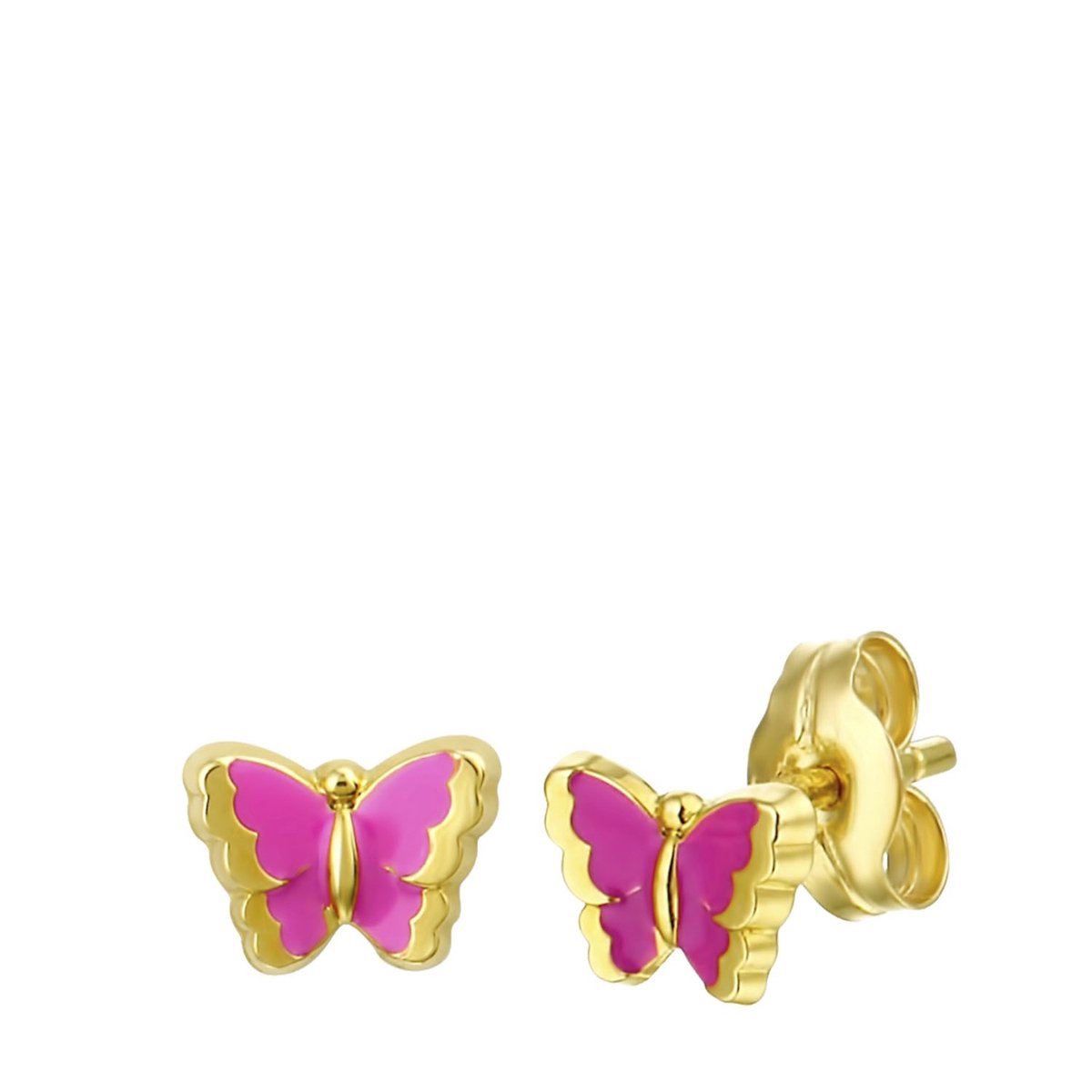 Lucardi Meisjes Oorknop - Dier - Cadeau - 14 Karaat Goud - Geelgoud