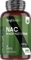 WeightWorld NAC N-Acetyl-Cysteine capsules - 600 mg - 180 capsules voor 6 maanden