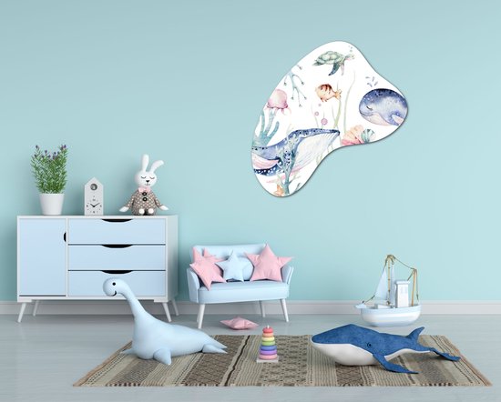 wanddecoratie zeedieren onderwater thema - 60 cm -ophangsysteem