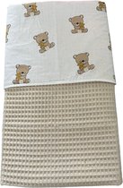 baby deken kinderwagen deken wieg deken ecru teddy beer beertjes 60 x 90 cm
