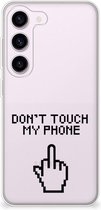 Leuk TPU Back Case Geschikt voor Samsung Galaxy S23 Hoesje Finger Don't Touch My Phone