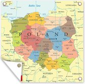 Tuindoek Kleurrijke kaart van Polen - 100x100 cm