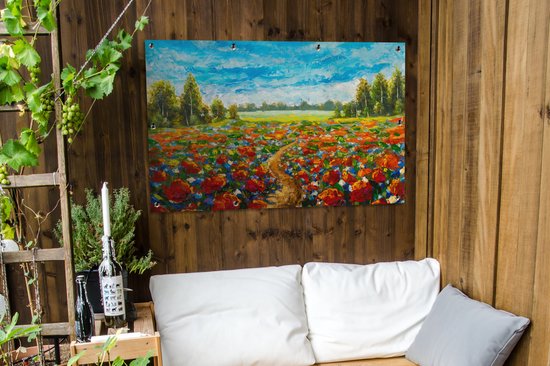 Affiche de jardin - Toile de jardin - Posters de jardin extérieur - Peinture à l'huile - Peinture - Fleurs - Paysage - 120x80 cm - Jardin