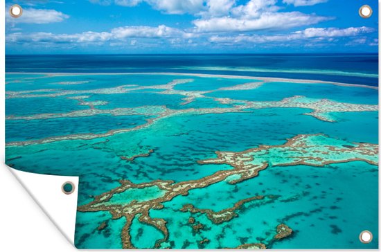 Affiche jardin Australie - Tirage photo Grande Barrière de Reef 180x120 cm - Toile Jardin/Toile d'extérieur/ Peintures pour l'extérieur (décoration de jardin) XXL / Groot format !