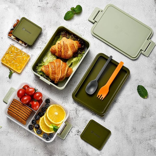 Boite a Lunch Bento Pour Adulte et Enfant. 3 Compartiments avec ustensile 