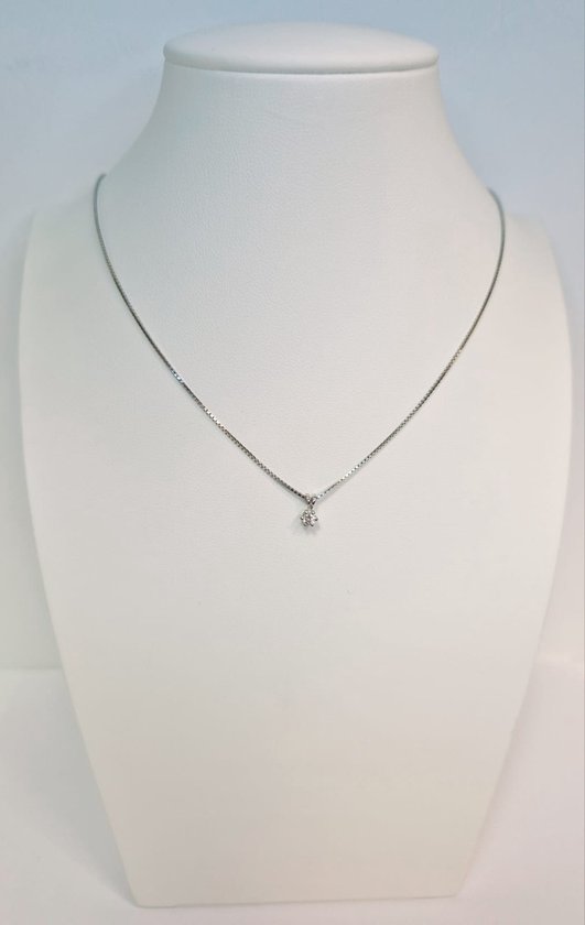 Witgouden - hanger - 14krt – diamant - 0.10crt - uitverkoop Juwelier Verlinden St. Hubert – van €429,= voor €349,=