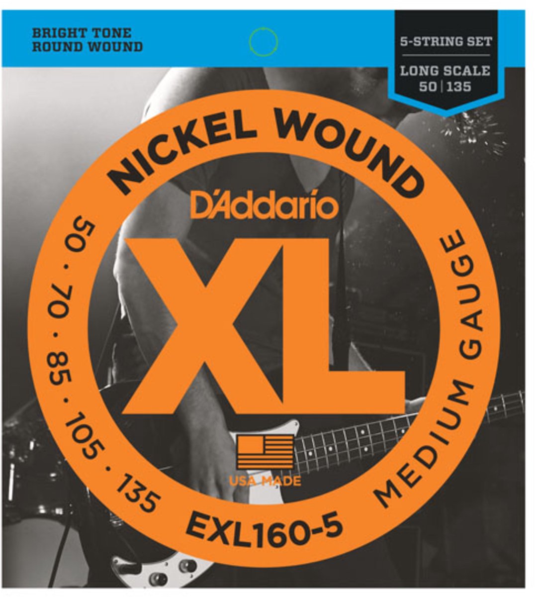 D'Addario EXL160-5 5-snarige basgitaar snarenset (50-135)