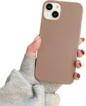 Soft Touch Hoesje - Geschikt voor Apple iPhone 14 - Bruin - Stevig Shockproof TPU Materiaal - Zachte Coating - Siliconen Feel Case - Back Cover