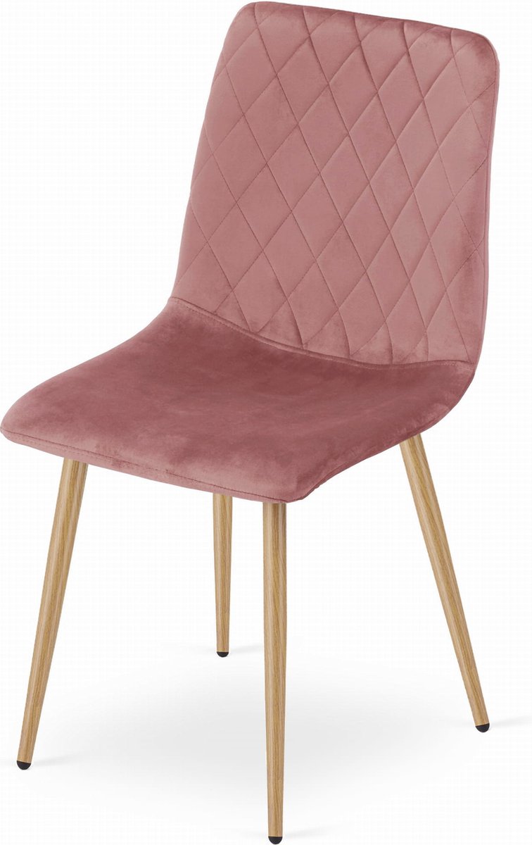 TURIN - Velvet eetkamerstoel - roze - set van 4 eetstoelen