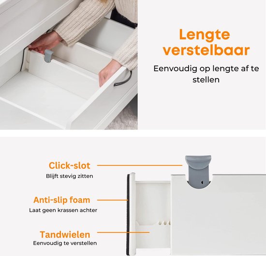 SENENQU Ladeverdeler, uittrekbaar, 37,8-54 cm, kunststof, ladeverdeler