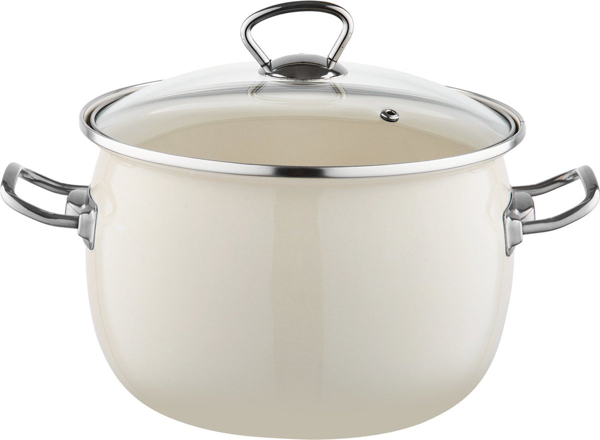 Marmite Émaillée Avec Grille Barbecue - Chaudière 14L Pour Soupe, Vin Chaud, Extérieur | Noir/Rouge Relaxdays