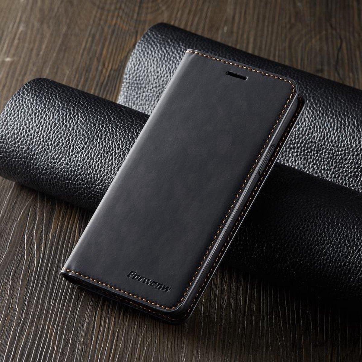 BukkitBow - Leather Case - Kunstleer - Card Case - Hoesje voor iPhone 14 Pro Max – Zwart