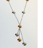 y-collier - ketting - roségoud - witgoud - 14 karaat - uitverkoop Juwelier Verlinden St. Hubert - van €935,= voor 759,=
