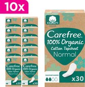 Carefree Organic Normal inlegkruisjes - 100% biologisch katoen - hypoallergeen - dermatologisch getest - 10 x 30 stuks