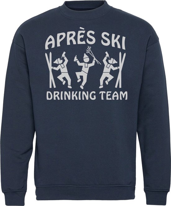 Sweater Apres Ski Drinking Team | Apres Ski Verkleedkleren | Ski Pully Heren | Foute Party Ski Trui | Navy | maat M