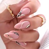 Press On Nails - Nep Nagels - Roze Goud - Almond - Manicure - Plak Nagels - Kunstnagels nailart - Zelfklevend - 16