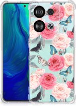 Telefoonhoesje OPPO Reno8 Silicone Case met transparante rand Butterfly Roses