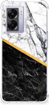 Back Cover OPPO A77 5G | A57 5G Smartphone hoesje met doorzichtige rand Marble White Black