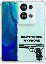 Cover Case OPPO Reno8 Telefoonhoesje met doorzichtige rand Pistol Don't Touch My Phone