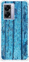 Shockproof Case OPPO A77 5G | A57 5G Telefoonhoesje met doorzichtige rand Wood Blue