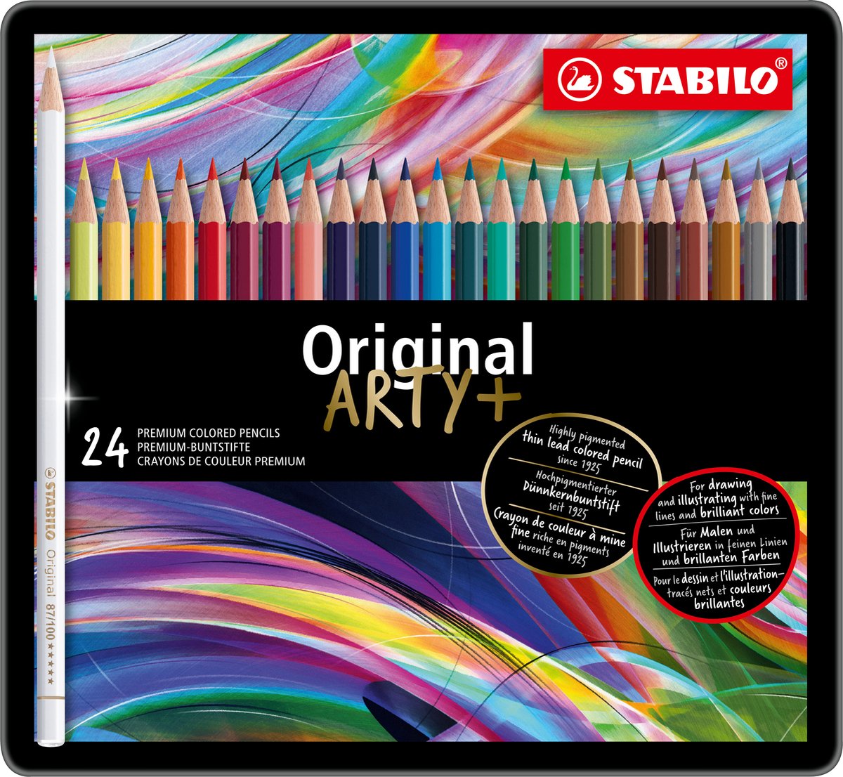 STABILO Original - Kleurpotlood - Voor Haar Fijne Lijnen - Met Elastische Kern - Metalen Etui Met 24 Kleuren