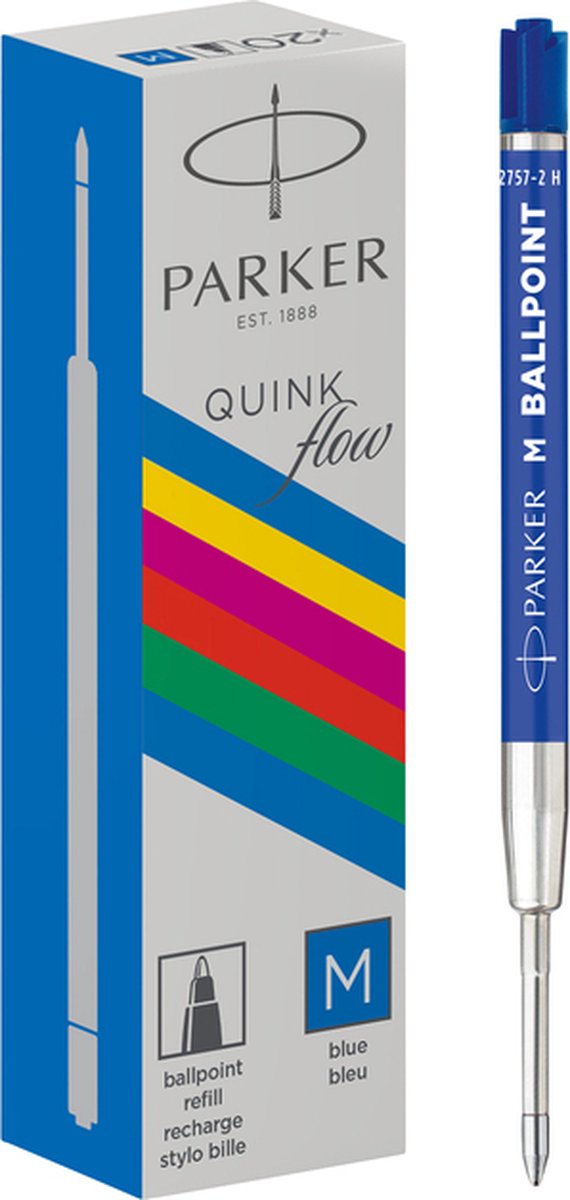 Recharge stylo bille Quink Parker - noir - pointe moyenne