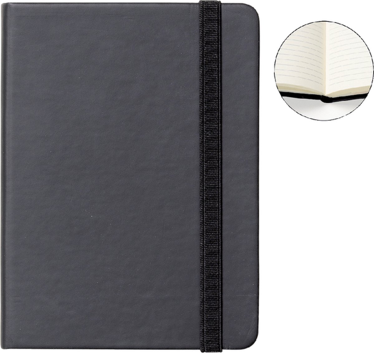 Notitieboek A6 zwart met harde kaft en elastiek - Quantore
